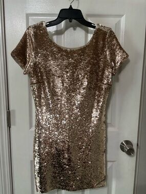 Ark & Co Rose Gold Sequin Mini Dress